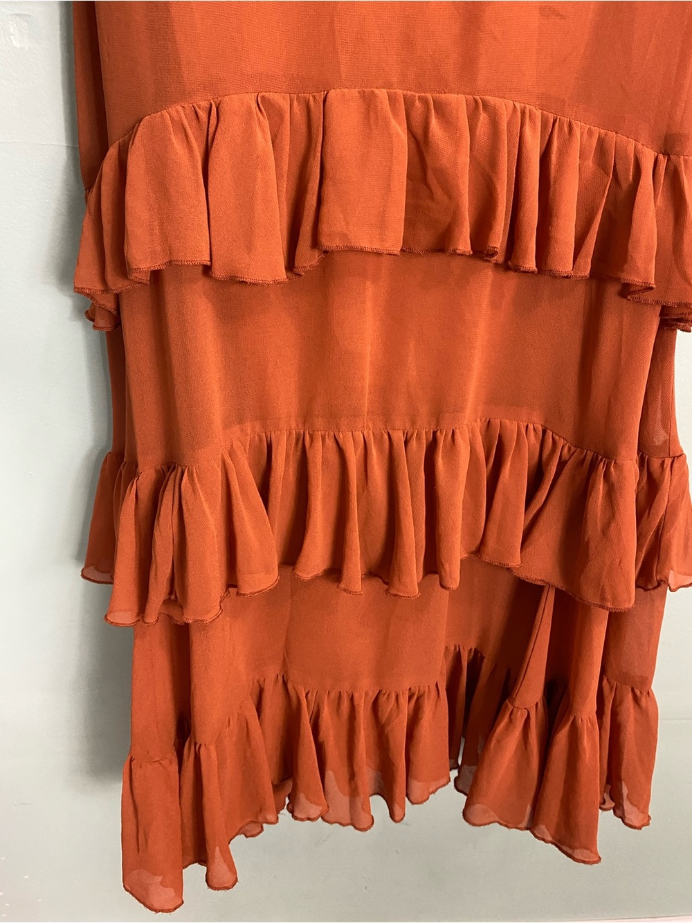 Anthropologie BHLDN Strapless Ruffle Tiered Maxi Dress Orange Size 12 - Picture 4 of 11